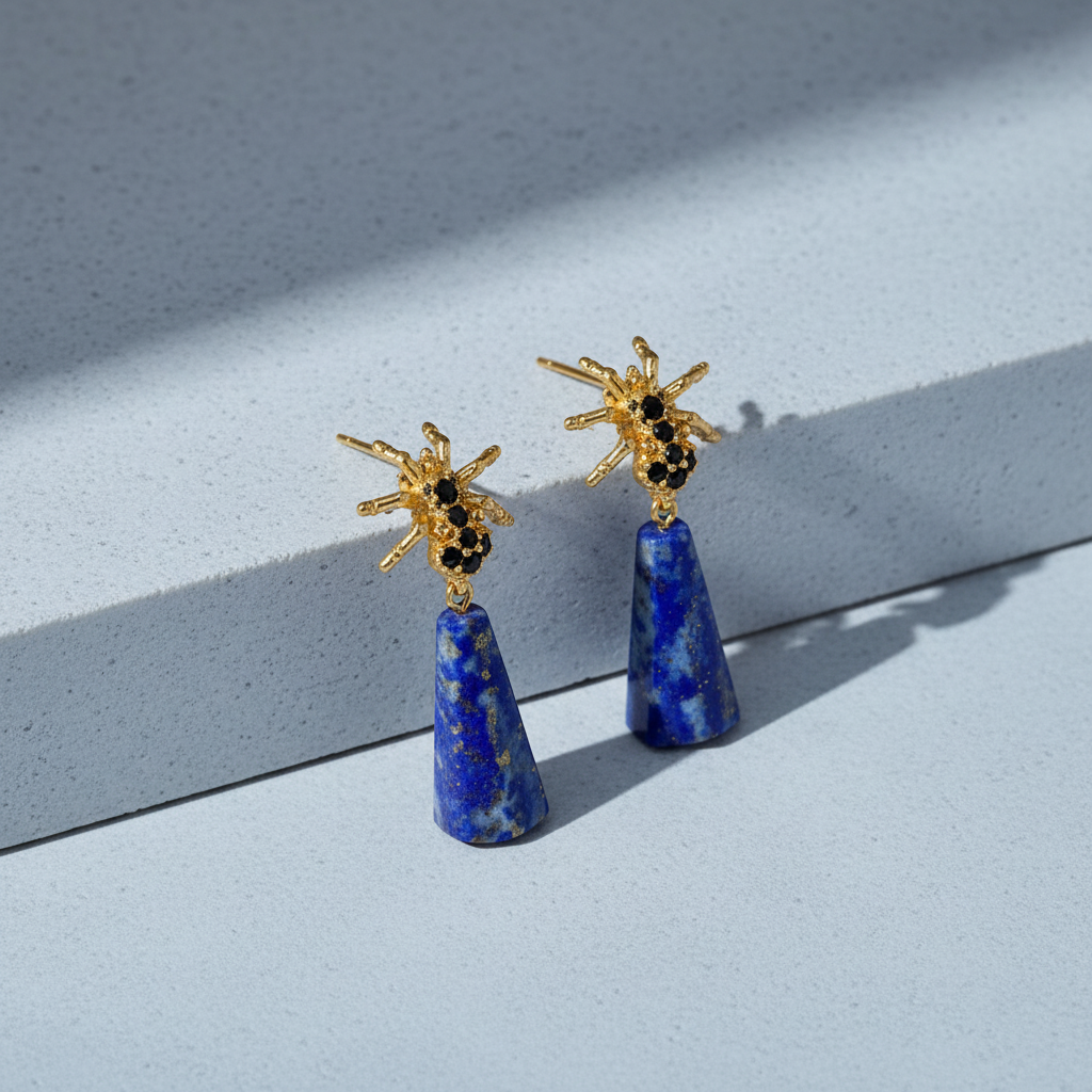 SPIDER LAPIS EARRINGS